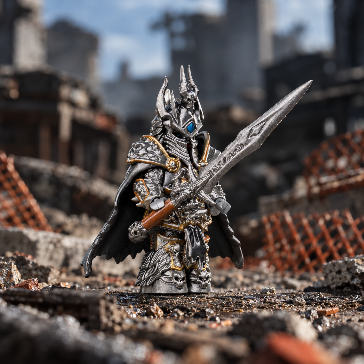 Lich King Inspired Minifigure – Frostmourne Armor | Custom Building Block Figure