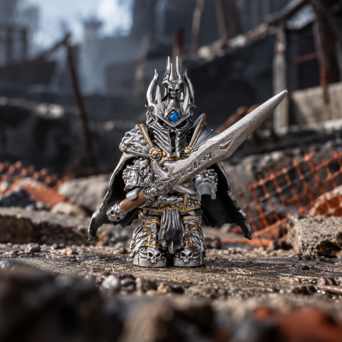 Lich King Inspired Minifigure – Frostmourne Armor | Custom Building Block Figure