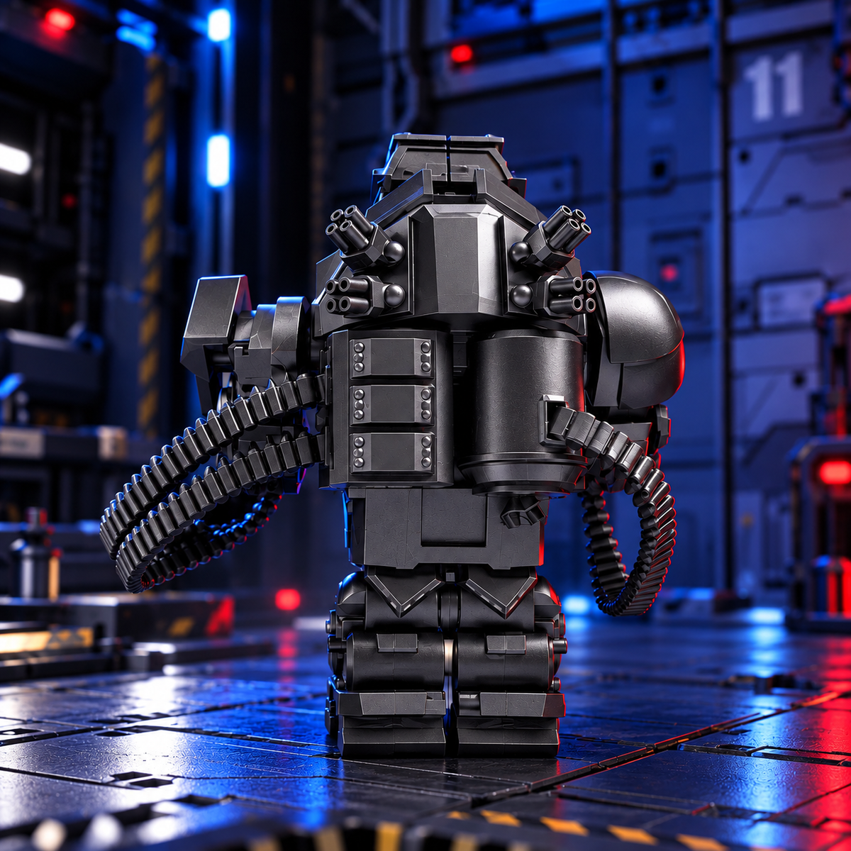 Rhino Heavy Armor Minifigure – 14cm Armored Battle Suit | Custom Building Block Figure