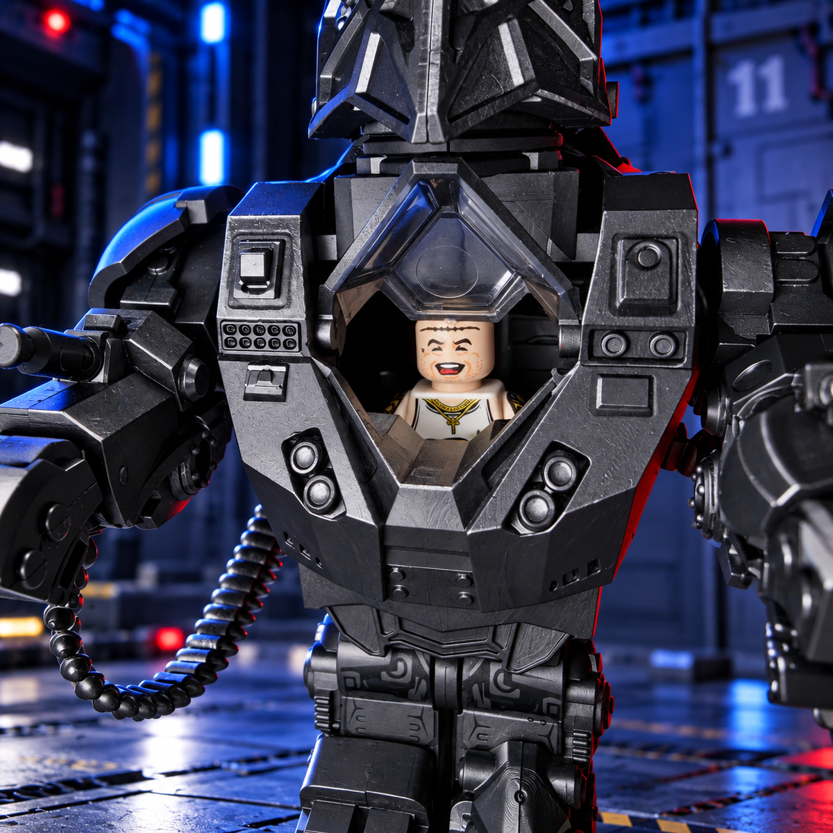 Rhino Heavy Armor Minifigure – 14cm Armored Battle Suit | Custom Building Block Figure