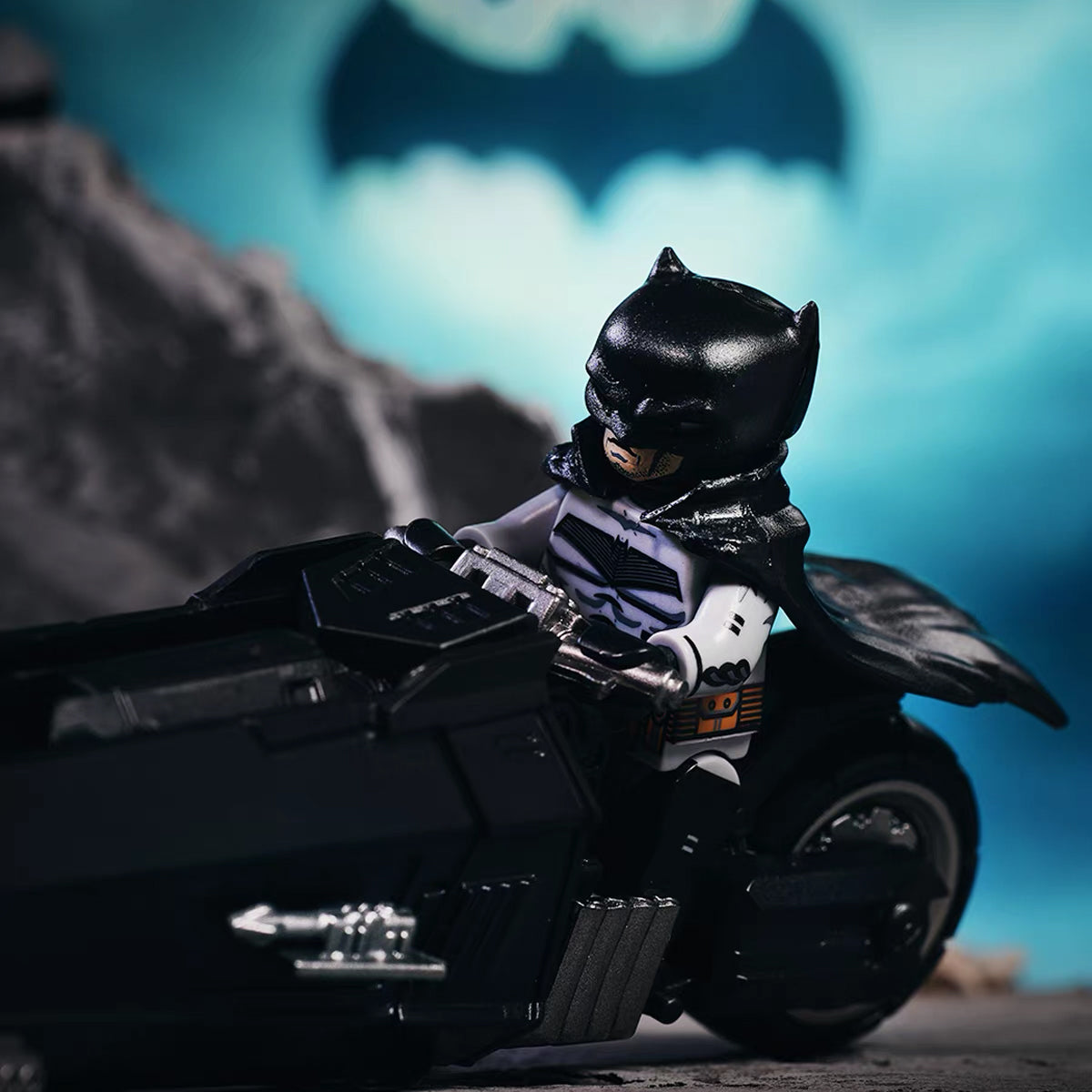 Dark Knight Motorcycle Set | Custom Building Block Figure & Vehicle