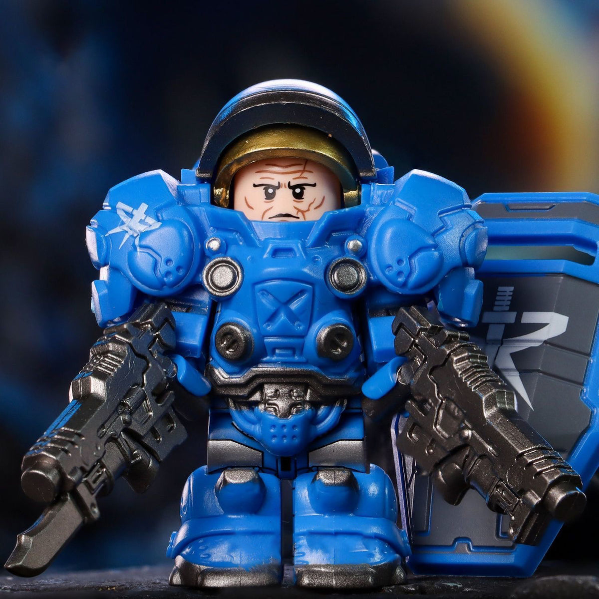 StarCraft Marine Minifigure – Blue Power Armor with Shield