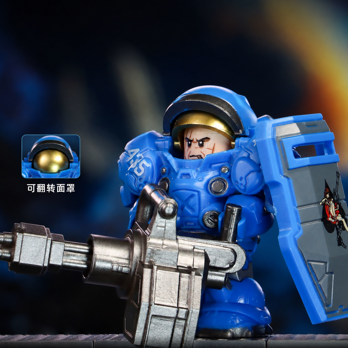 StarCraft Tychus Minifigure – Blue Power Armor with Shield