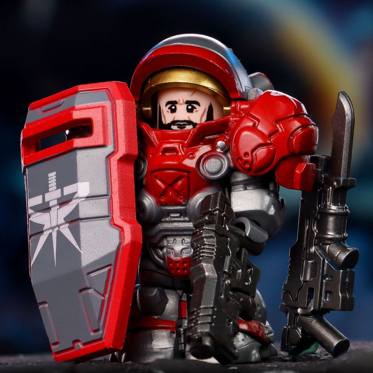 StarCraft Marine Minifigure – Red Power Armor with Shield